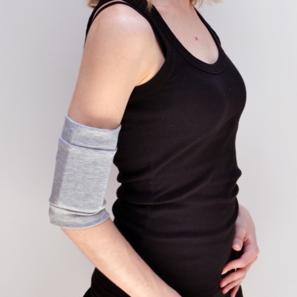 Handmade Gray Arm Bands Cotton Bicep Cuffs Athletic Womens Small Festival Wallet - Picture 5 of 6